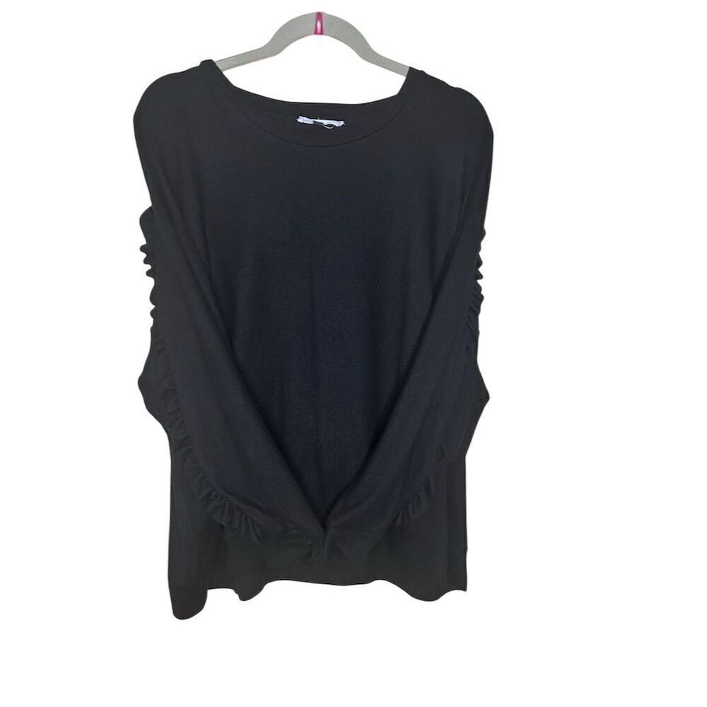 Michelle Mcdowell Women's Black Ruffle Pullover Sweater 2XL Long Sleeve Casual